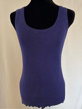 DKNY Minimalist Purple Knit Tank Top Scoop Neck Capsule Wardrobe Basic Size S